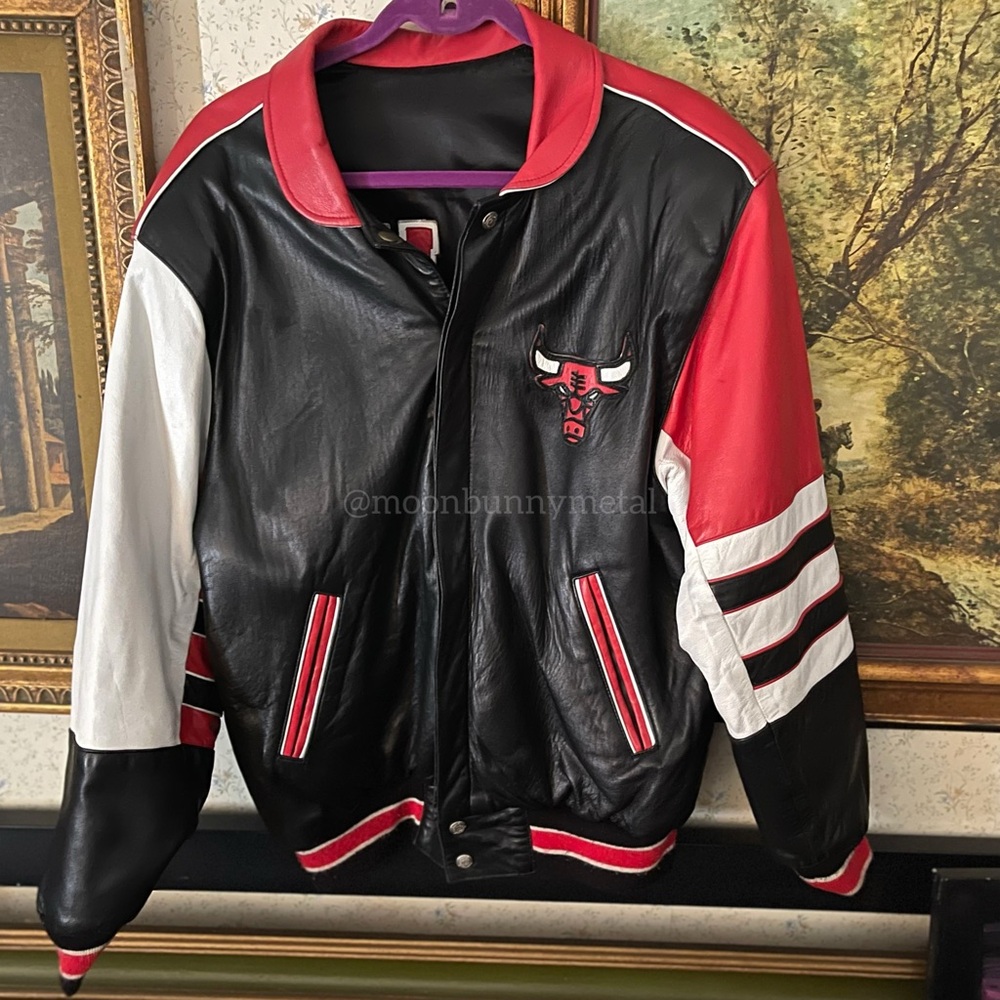 ❌SOLD❌ Vintage Chicago Bulls NBA Hamilton Reversible Leather Jacket 90s Bomber - Picture 3 of 12